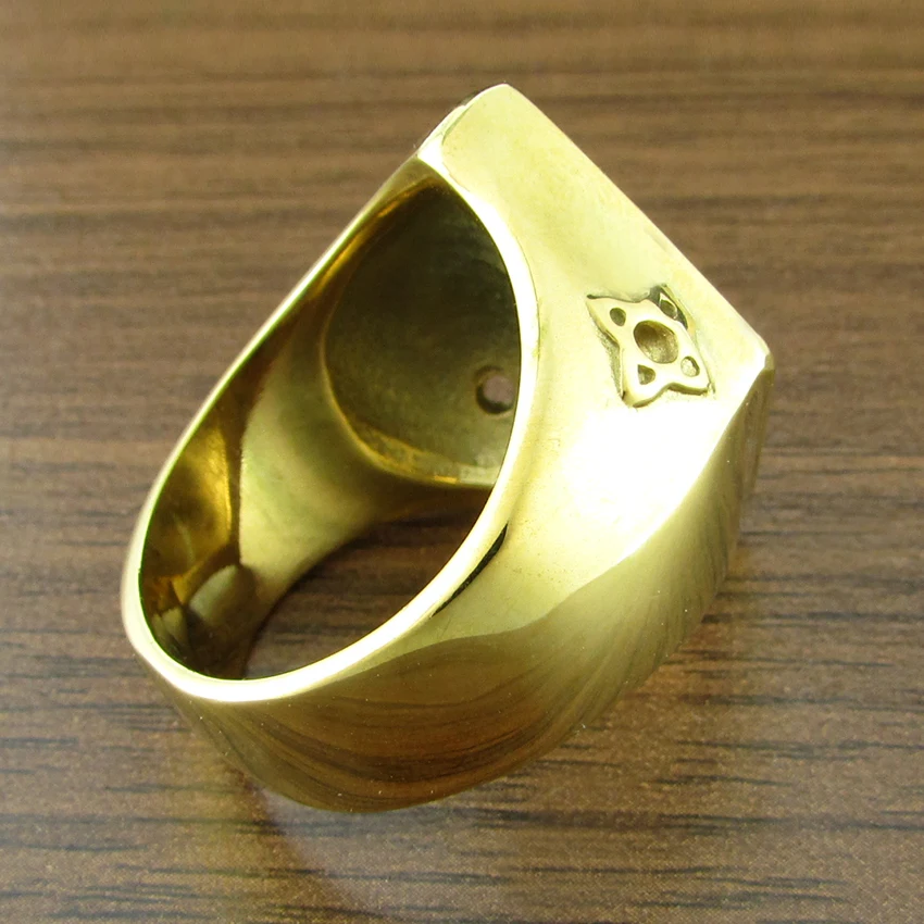 Мужское кольцо из нержавеющей стали 316L золотистое в стиле панк 1% | Украшения и