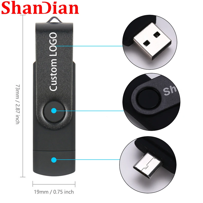 High Speed SHANDIAN USB Flash Drive OTG 4GB-64GB, Dual Application Micro USB Stick for External Storage image 3