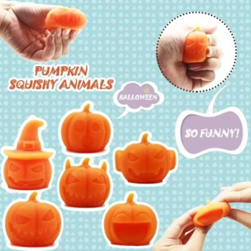 

Cute Halloween Toy Soft Glue Pumpkin Healing Squeeze Stretch Toys for Children Relieve Stress Squeeze Antistress Pumpkin Toys