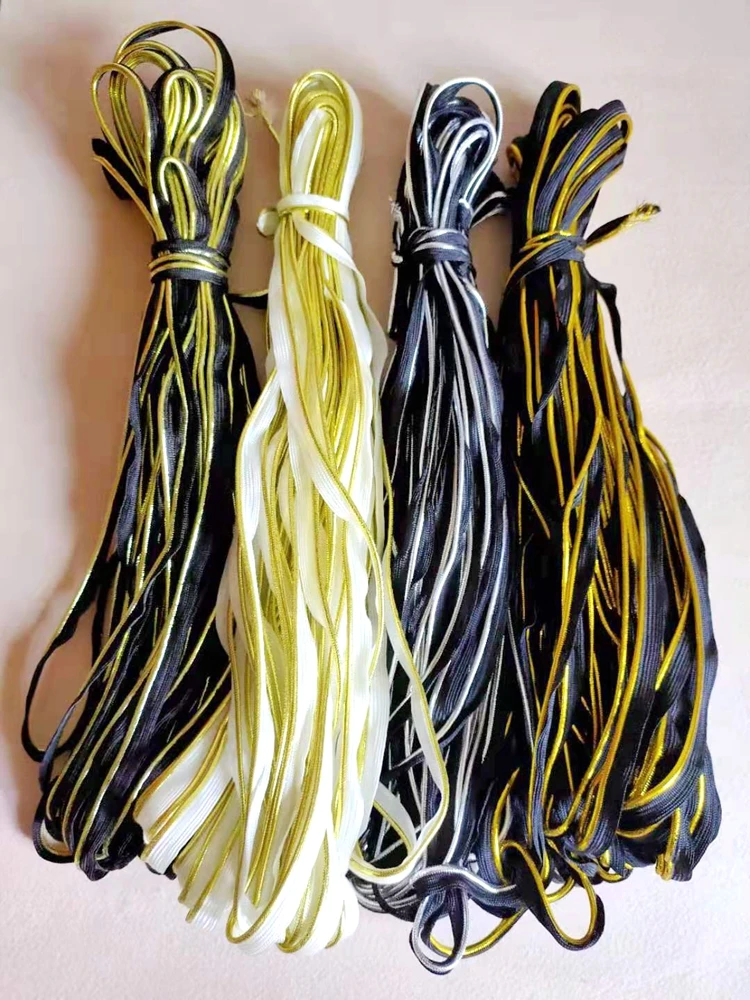 Шнур с косым скотчем 10 мм для искусственных краев шитье серебра золотые