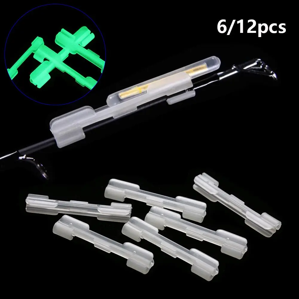 

6/12Pcs New Light Dark Night float hold fluorescent light sticks fishing rod feeder Fishing glow stick Clip