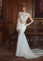sexy mermaid vestido de noiva sereia lace appliques long sleeve bridal gown 2018 vestido de noiva mother of the bride dresses