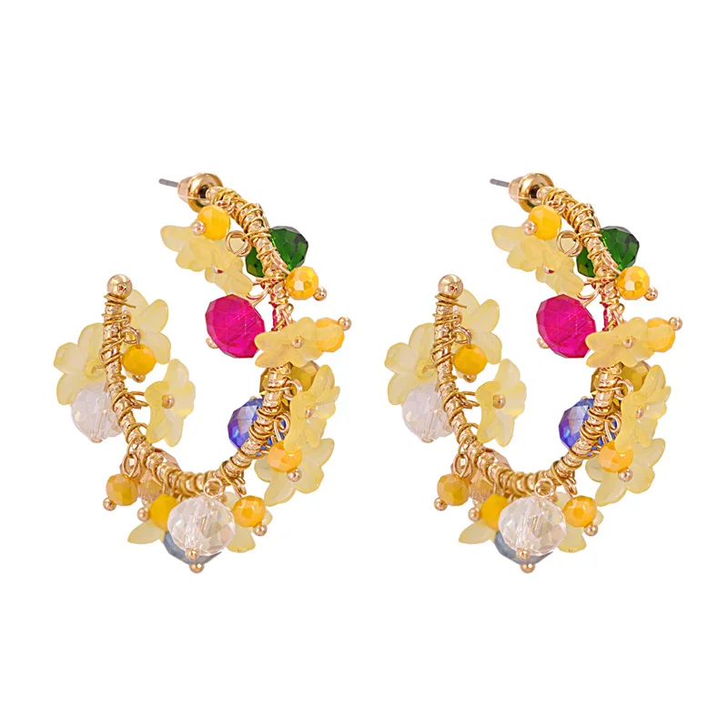 

JUJIA Korean Flower Acrylic Resin Earrings Simple Round Circle Drop Dangle Earrings For Women Girl Party Jewelry