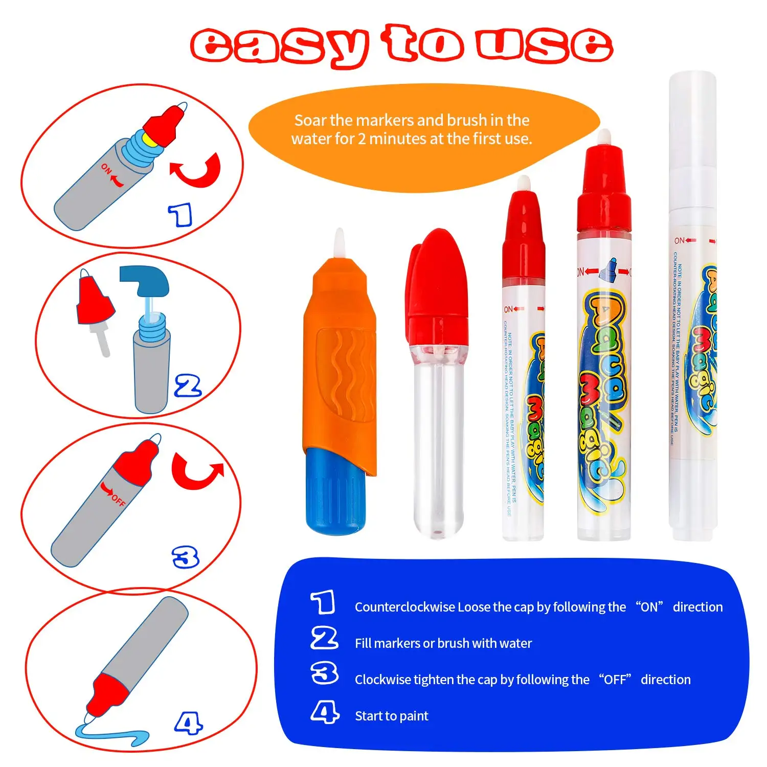 Children Water Drawing Mat Board Writing Doodle Toy Color Aqua Magic Bring Pens Educational Travel Toys Gift | Игрушки и хобби