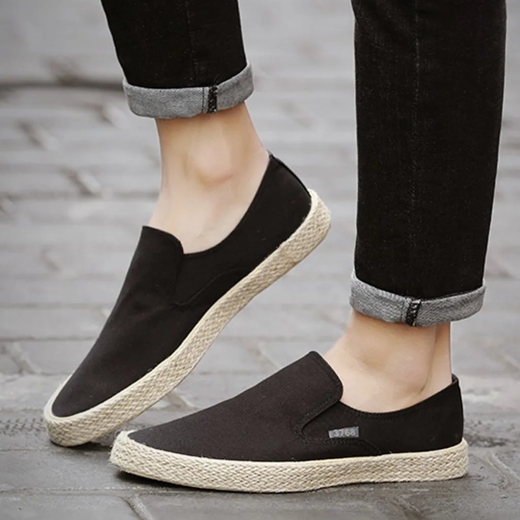 Мужская льняная Тканевая обувь с одной подошвой мужские легкие дышащие