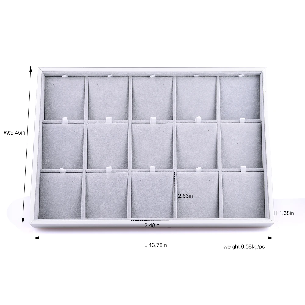 Oirlv Luxury Silver Gray Jewelry Display Tray Earring Ring Pendant Necklace Display Tray Holder Jewelry Showcase Box Organizer