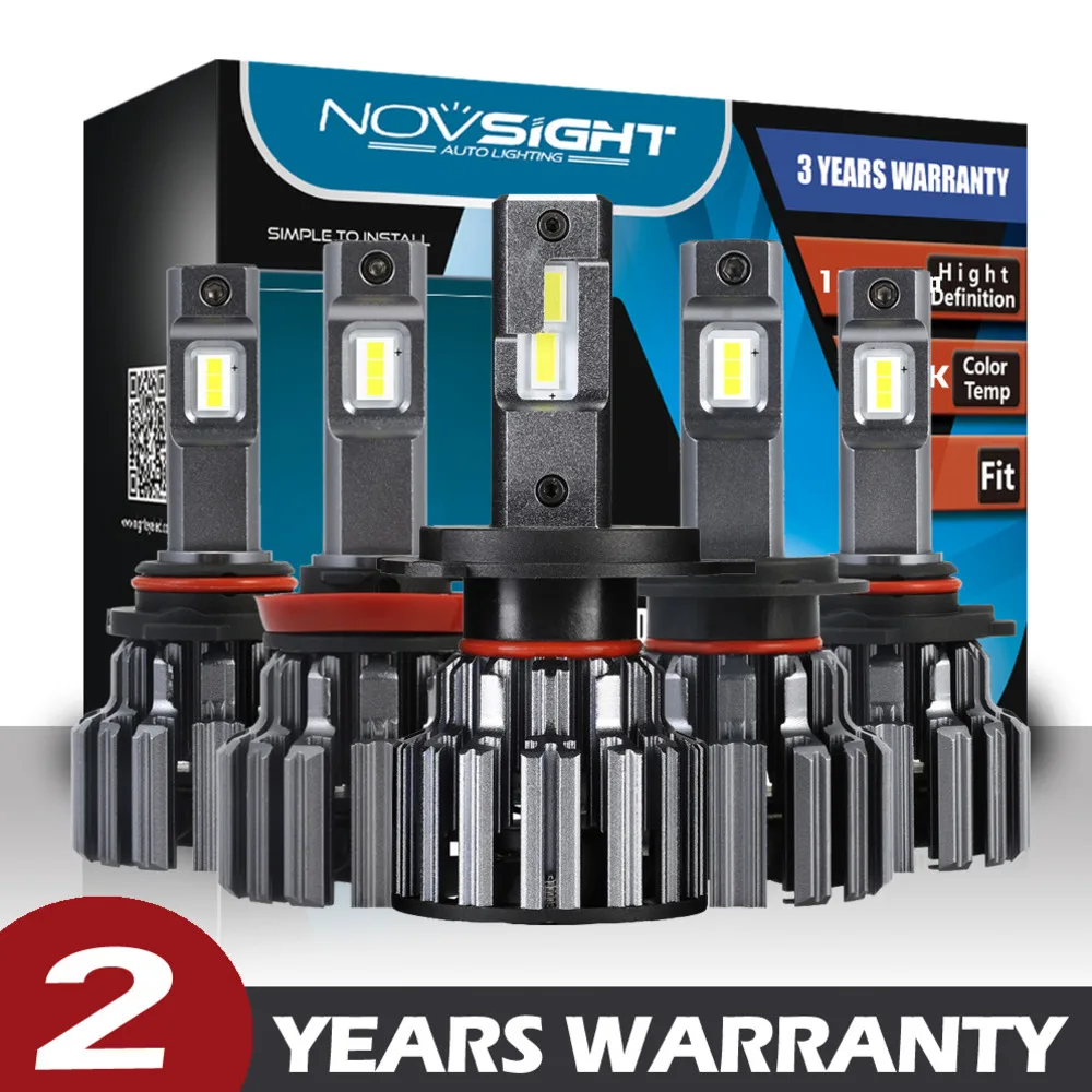 Светодиодный налобный фонарь NOVSIGHT H7 с чипами H4 H11 9005 9006 12 В 6000K 80 Вт 15000LM|Передние