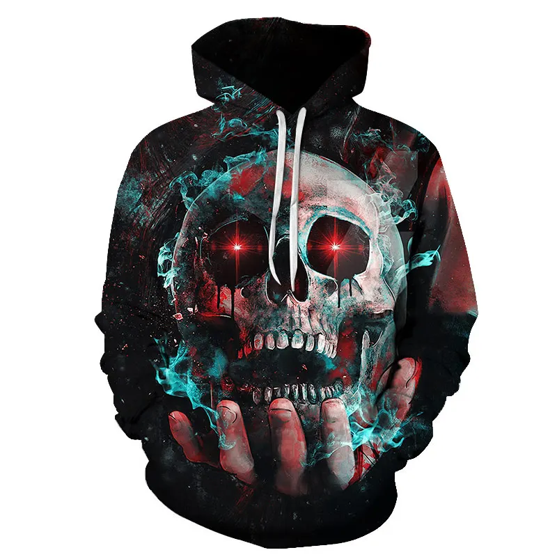 2019 последняя модель 3D печать Толстовка с черепом Мужская Унисекс модная