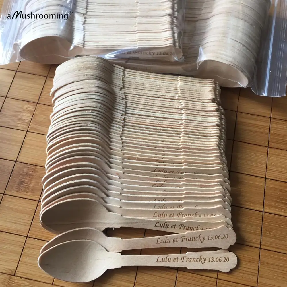 Деревянные десертные ложки на заказ винтажные с датой и названием подарок