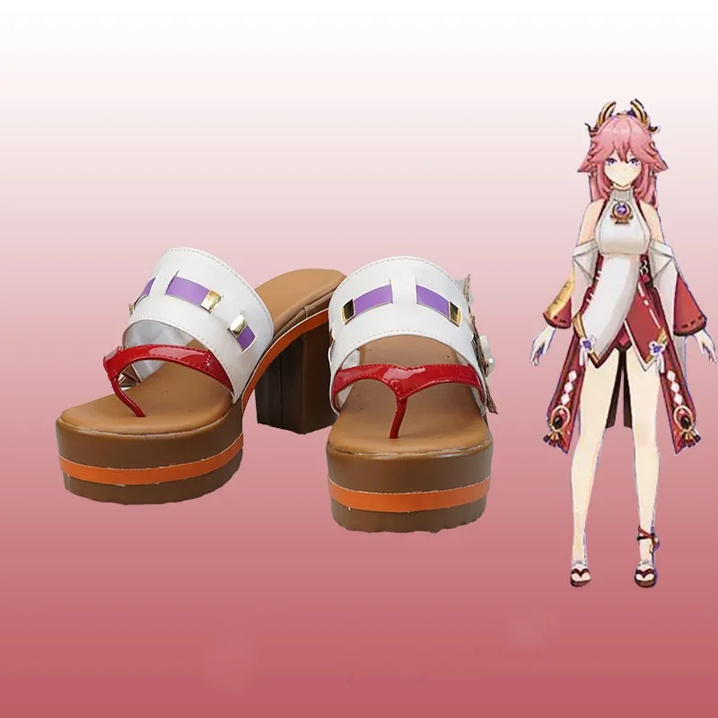 

Hot Game Genshin Impact Yae Miko Guuji Yae Cos Shoes Cosplay Sandals Anime High Heel Female Platform Fashion Casual Cute