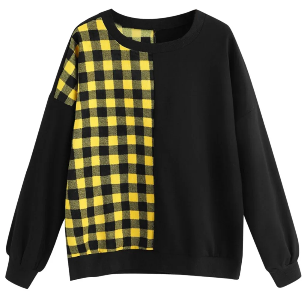 JAYCOSIN Hoodies Women Sudadera Mujer Autumn Long Sleeve O-neck Plaid Hoodie Sweatshirts Ladies Tops Women's Sweatshirt 19AUG14 | Женская