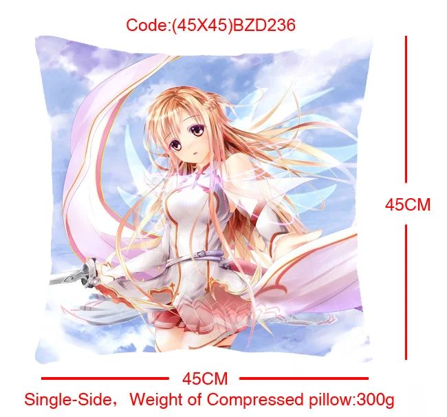 IVYYE 45x45CM Sword Art Online Role Anime Customized Pillow Case Home Bedroom Pillows Cover Cartoon Decorative Pillowcase | Дом и сад