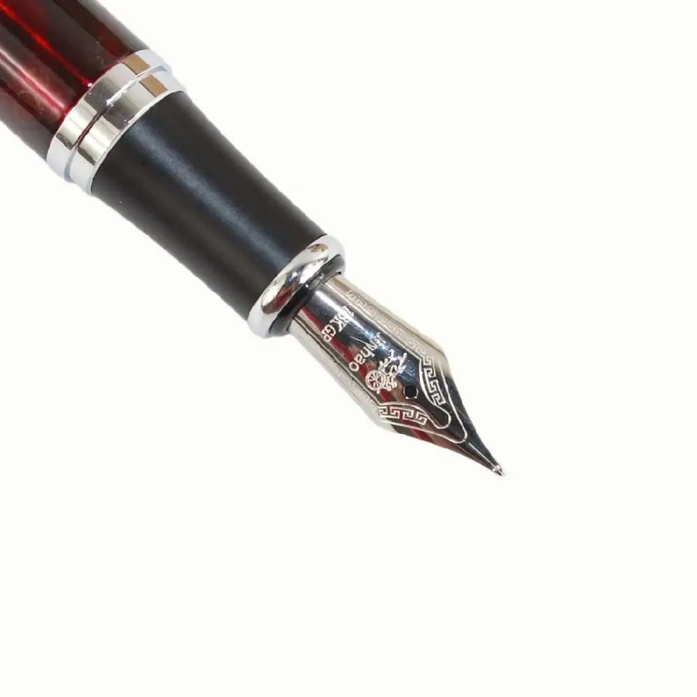 

Перьевая ручка Jinhao с перьевым наконечником среднего размера X750, из нержавеющей стали с темно-красным цветочным узором