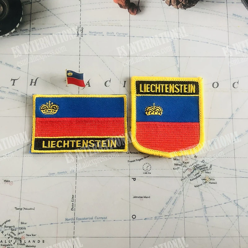 Значки с национальным флагом Лихтенштейна нашивки на руку вышивкой и заколка