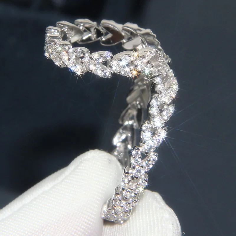Baoyocn 1 Pc Fashion 925 Sterling Silver Heart Shaped Ear of Wheat Open Bone Cuff Cubic Zirconia Clip Earring Women Jewelry | Украшения и