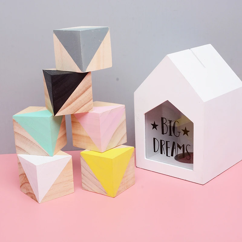 Деревянные кубики Штабелеукладчики Детские радужные Обучающие игрушки детские