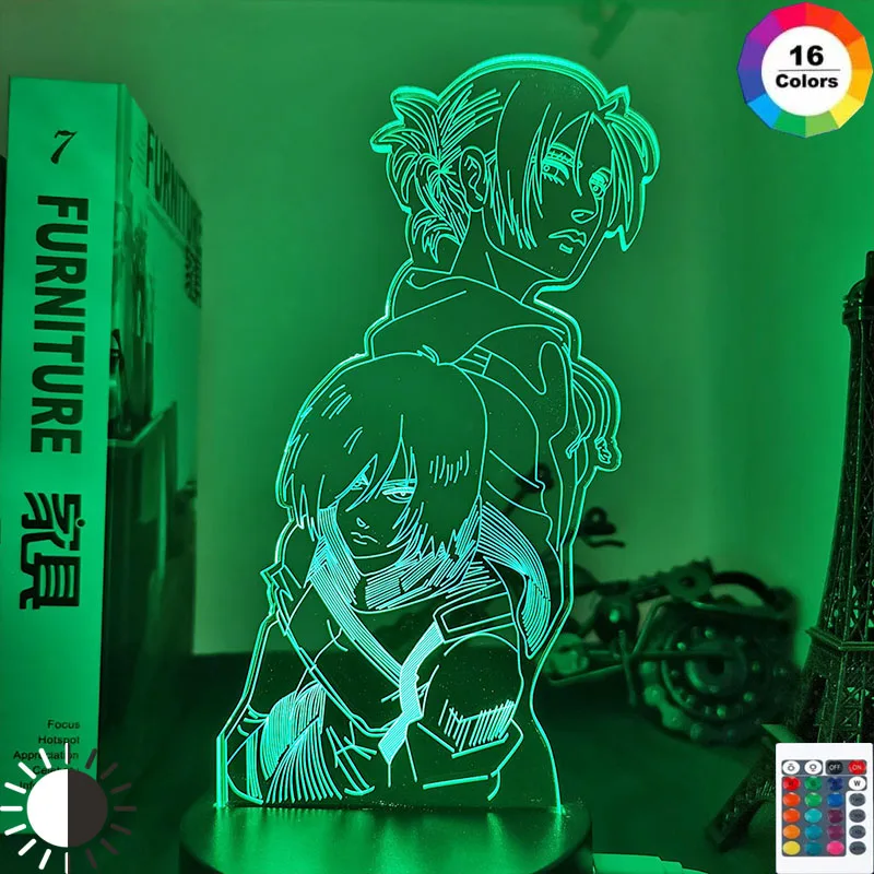 

Anime Attack on Titan 3d Lamp Annie Leonhart Light for Bedroom Decoration Kids Gift Attack on Titan LED Night Light Mikasa