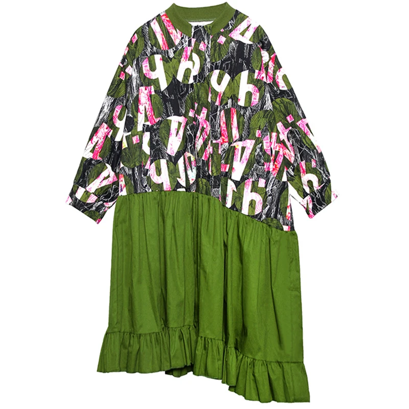 XITAO лоскутное Плиссированное элегантное платье с принтом женское 2019 осеннее