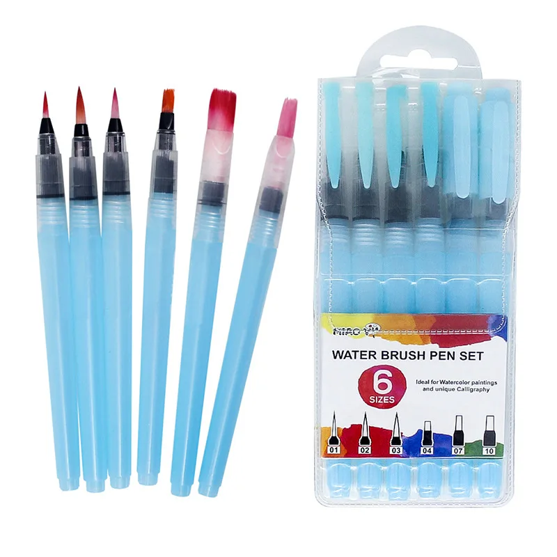 

SeamiArt 6PCS Portable Paint Brush Water Color Brush Pencil Soft Watercolor Brush Pen for Beginner Painting Drawing Art Supplies