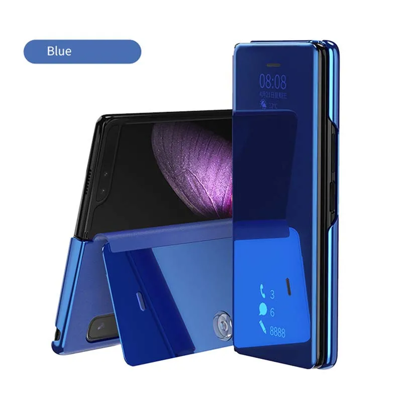 

Funda Flip Case For Samsung Galaxy Z Fold 1 5G W20 Plating Mirror Coque PU Leather Shell Phone Case Cover Capa Z Fold 1 KS1018