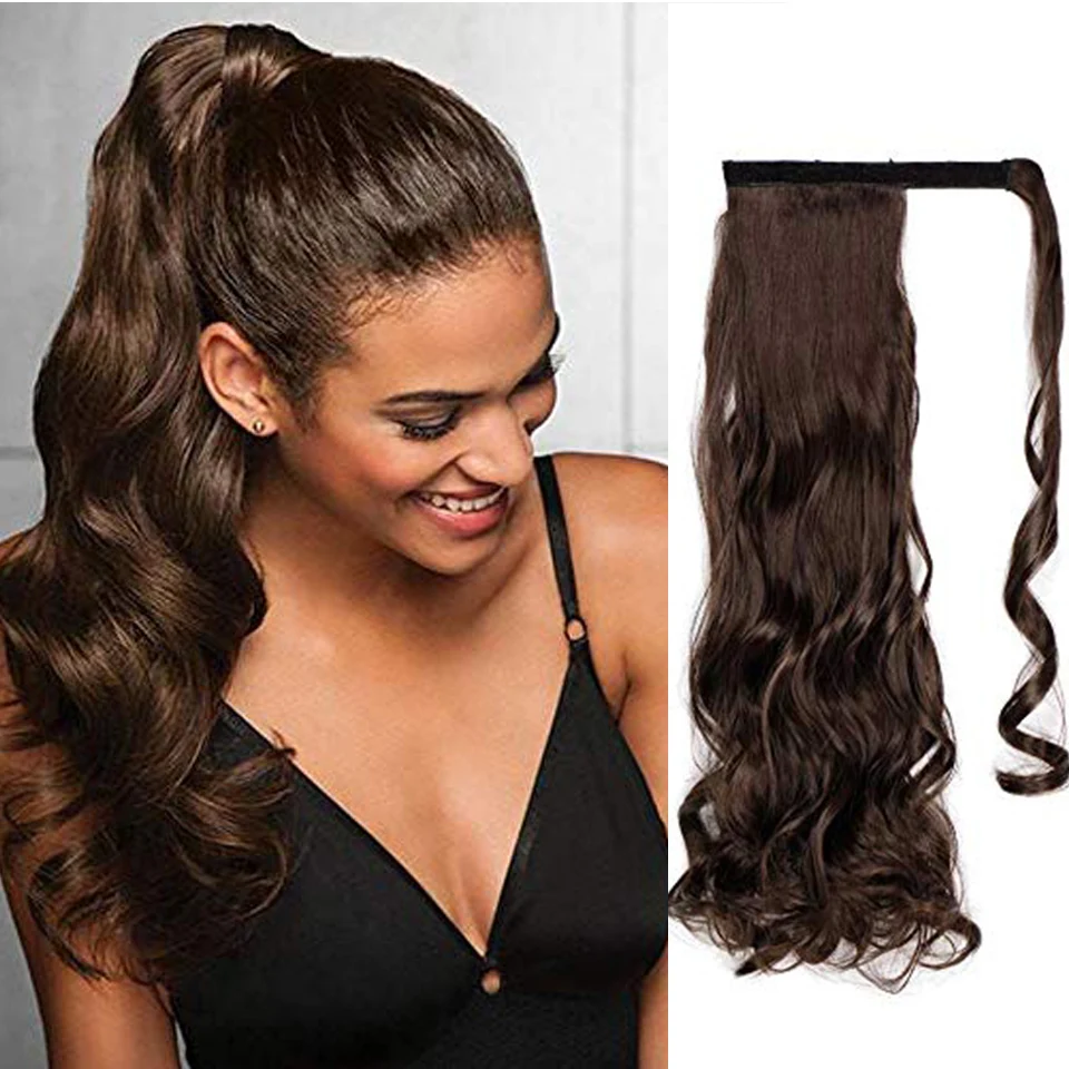 Накладной хвост из волос длинный кудрявый с Заколкой 24 дюйма|Синтетические