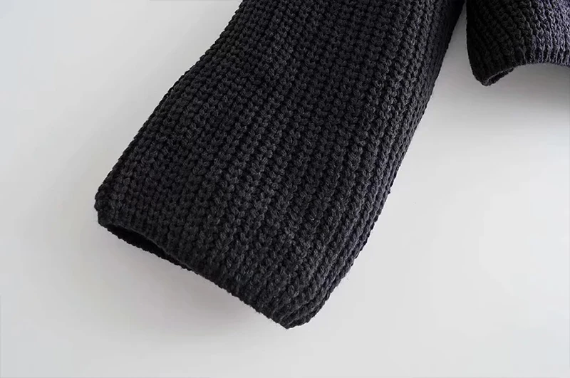 Модный свитер с двойным карманом и воротником-стойкой женский осенне-зимний