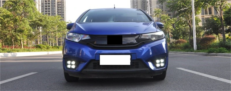 Автомобильный мигающий для Honda jazz fit светодиодный DRL дневные ходовые огни Дневной светильник водонепроницаемый сигнальный желтый светильник для вождения
