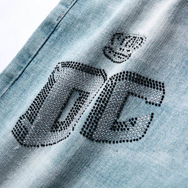 Обтягивающие джинсы для мужчин равные светильник синий стрейч высокого качества