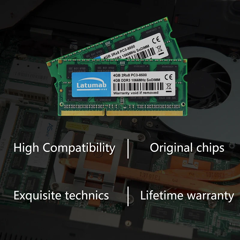 Память для ноутбука Latumab 4 ГБ 8 16 DDR3 1066 МГц 1600 PC3 8500 память SoDimm оперативная 204