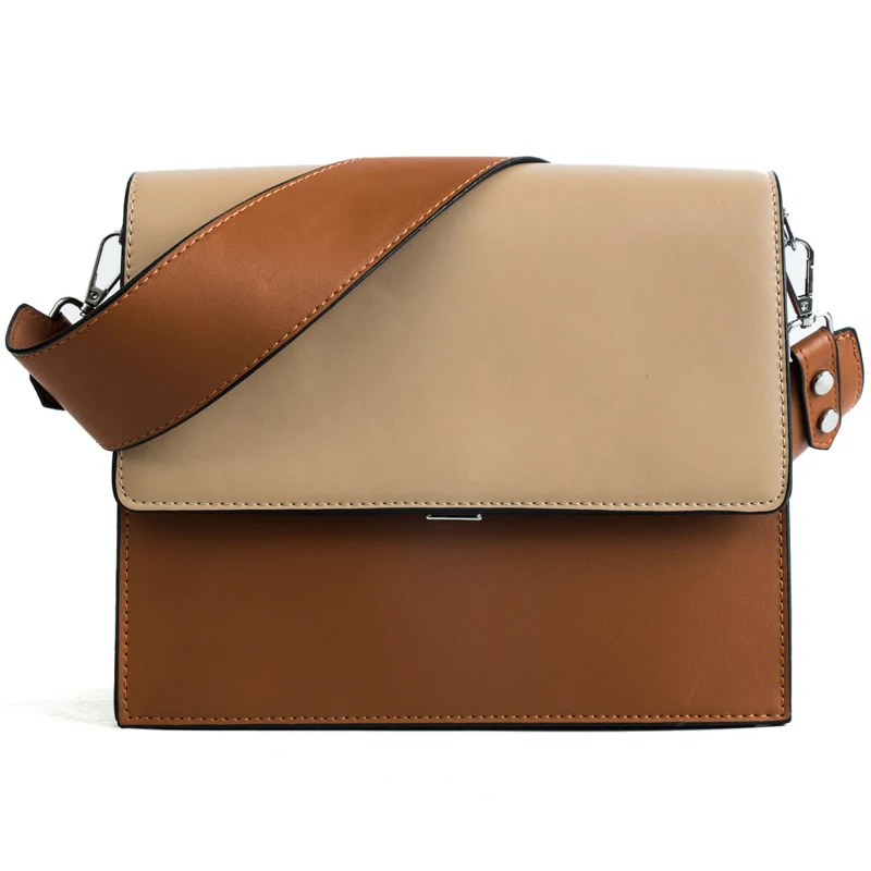 Panelled Brown Контраст Цвет из искусственной кожи через плечо сумки для Для женщин маленькие сумки из натуральной кожи модные Повседневное сумки на плечо, сумка через плечо, для девушек, сумки через плечо - Цвет: Panelled Brown