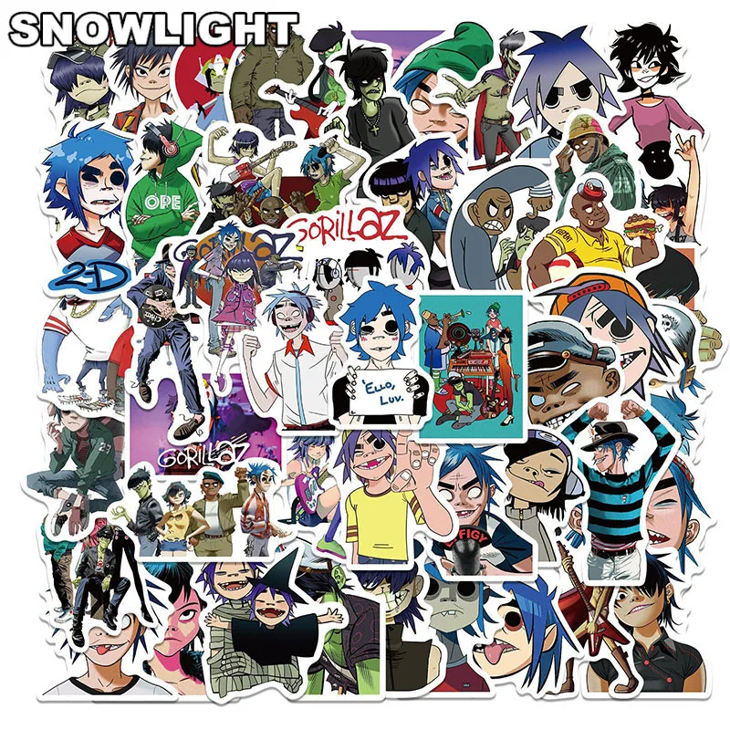 10/50pcs/set Cartoon Gorillaz British Virtual Band Stickers For Laptop Mixed Diy Skateboard Luggage Helmet Phone Case Gift