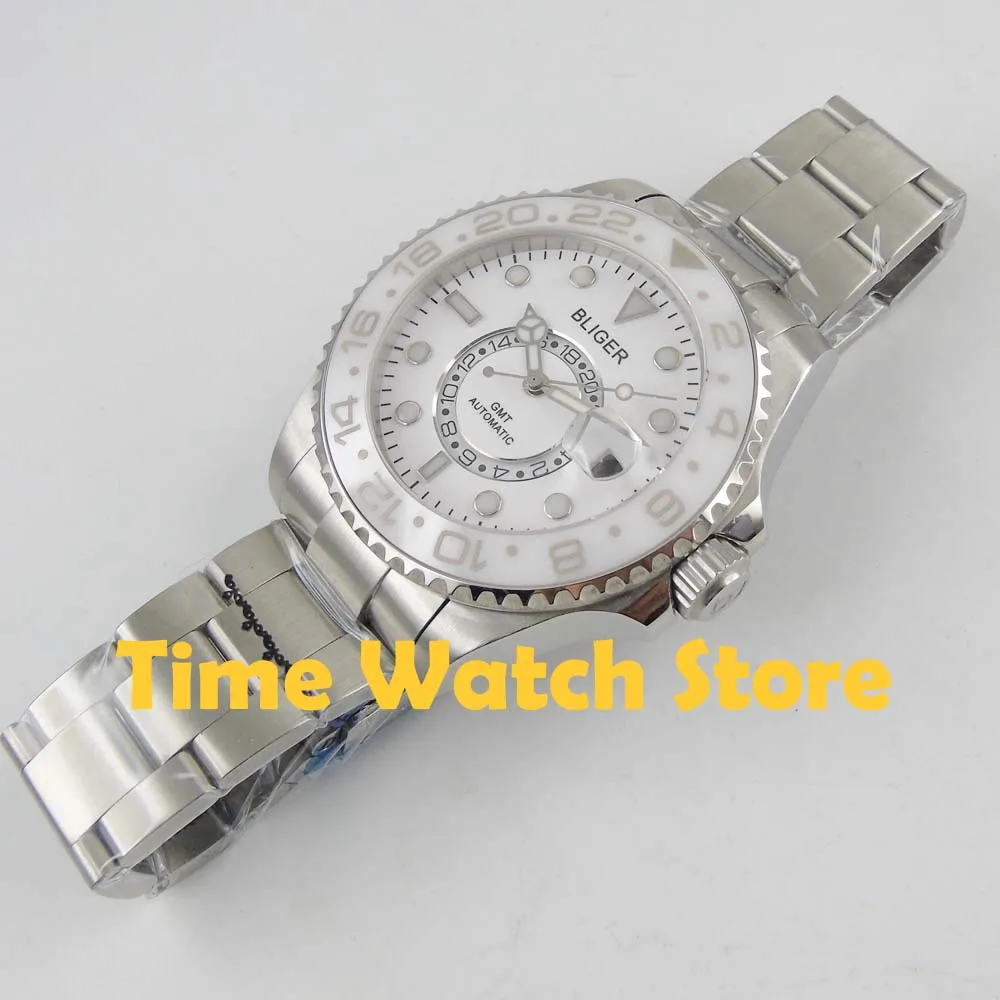 Мужские автоматические часы Bliger 43 мм GMT 5833 мужские с многозонным сапфировым