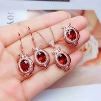 meibapj new natural mozambique garnet gemstone trendy vase jewelry set for women real 925 sterling silver charm fine jewelry