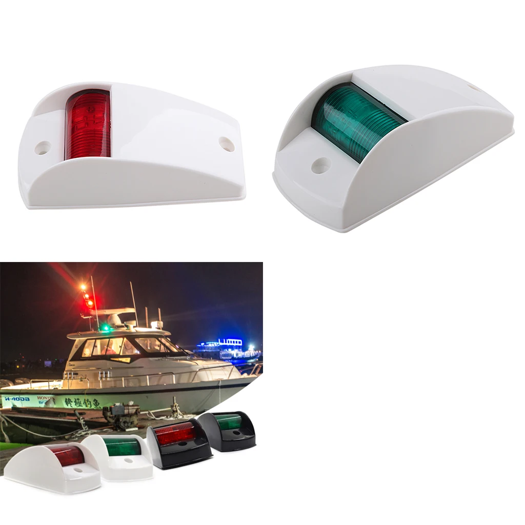 

Horizontal Surface Mount LED Navigation Side Lights RED and GREEN Port / Starboard Light - White Housing