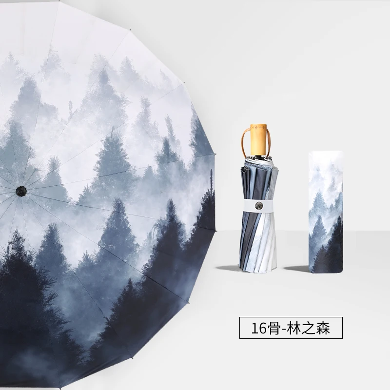 Складной женский ветрозащитный винтажный Зонт с черным покрытием зонт для