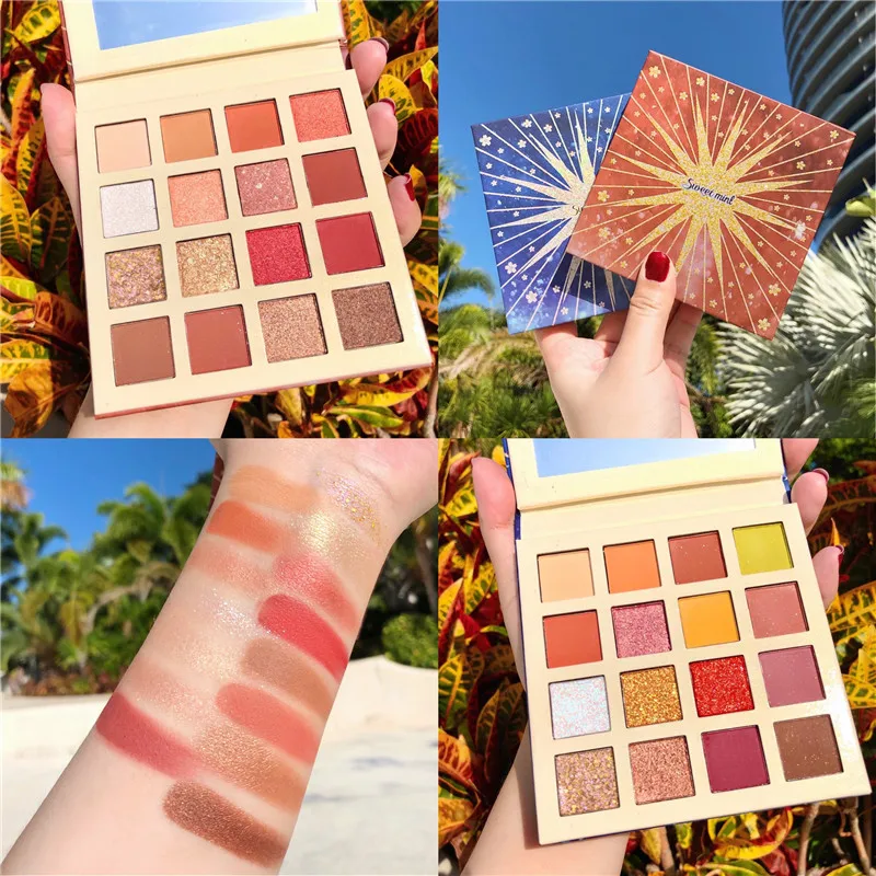 Сладкая Мятная Косметика 16 видов цветов мерцающие матовые тени для век Палитра