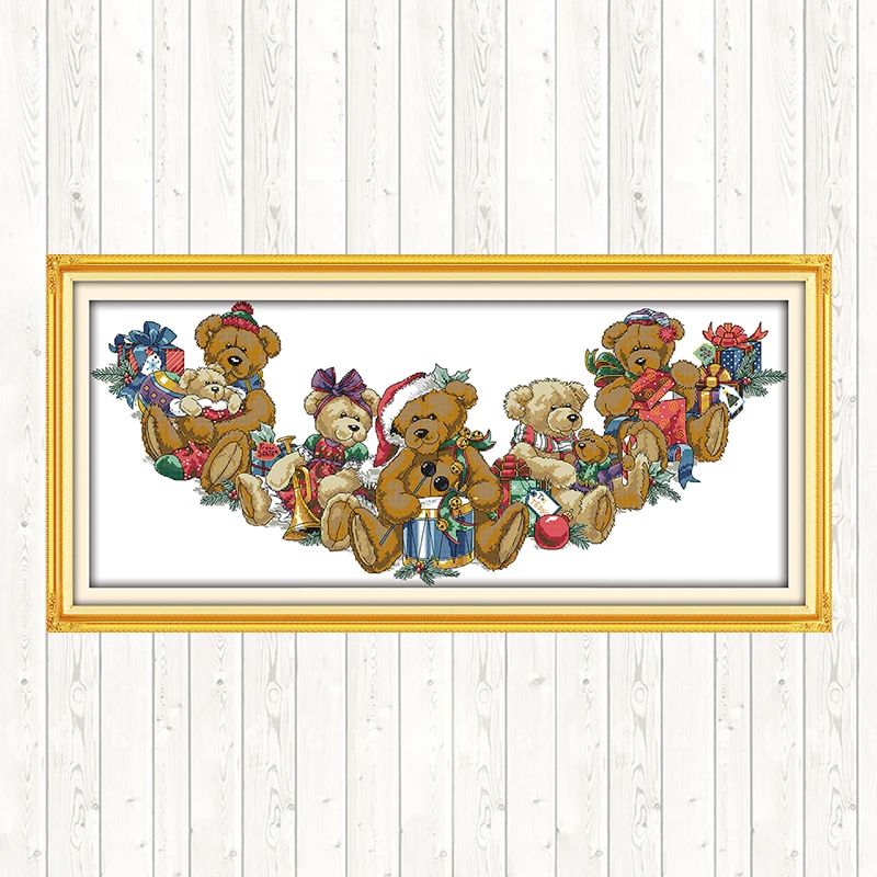 Рождественские мишки узоры для вышивки крестом DMC наборы рукоделия Набор 14ct 11ct