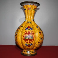 15chinese temple collection old bronze cloisonne enamel fushou shuangquan pumpkin bottle vase office ornaments town house