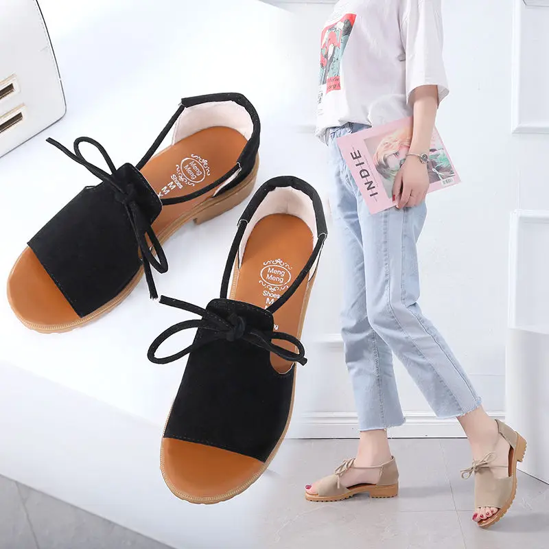 

LaiCai Summer Fashion Design Women's Wedges Comfortable Shoes Open-Toed Leisure Lace-Up Ladies Roman Style Temperament Sandals