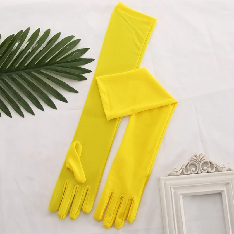 Yellow Дешевые мужские и женские длинные простые рабочие перчатки длинные дизайнерские перчатки официантки белые манеры церемониальные перчатки для вождения - Цвет: Yellow