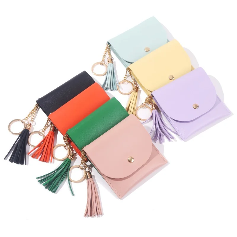 

Card Case Keychain For Keys Colorful Keyring For Women Tassel Keychain Charms Car Accessories Fashion Jewelry Wholesale Trend