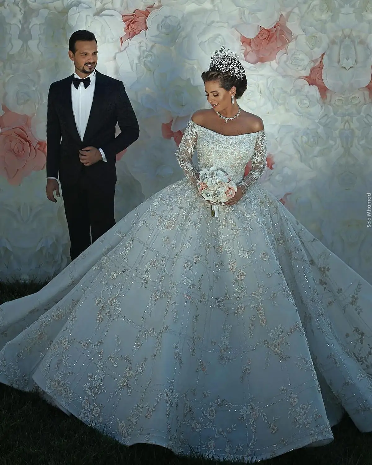 Бальное платье с вырезом лодочкой Свадебное принцессы Роскошное свадебное