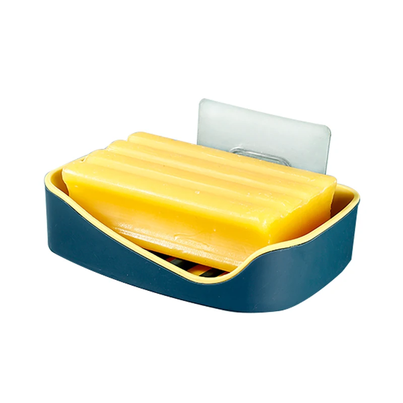 

Sucker Wall Mounted Soap Dish Double Layer Drainage Soap Box Bathroom Storage Holder Stand Self Adhesive No Drilling Tray