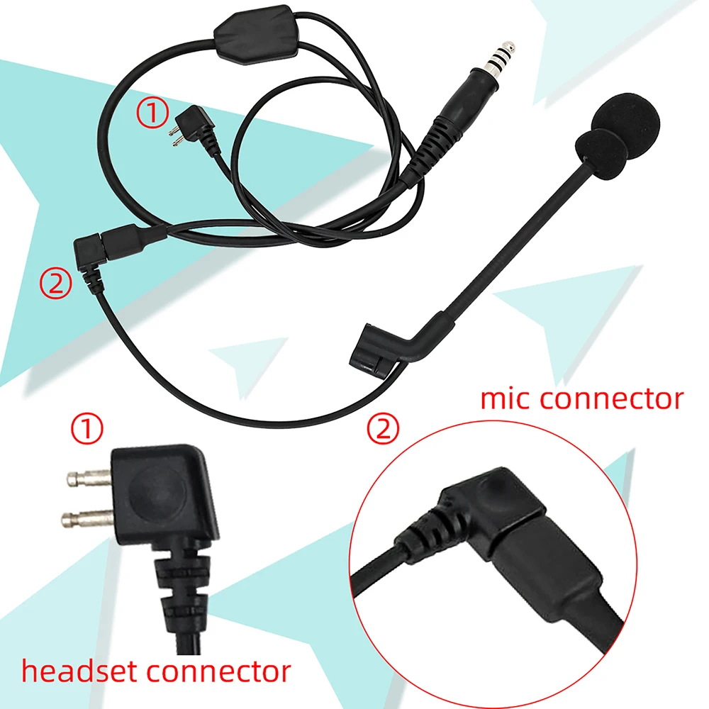 Suitable for tactical shooting headset Y-Wire cable kit COMTAC microphone + U94 PTT Kenwood plug