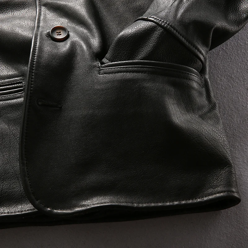 

Men's Genuine Leather Jacket Fly Brand Thick Soft Cowhide Motorcycle Black Jacket Designer Vintage Coat 2021