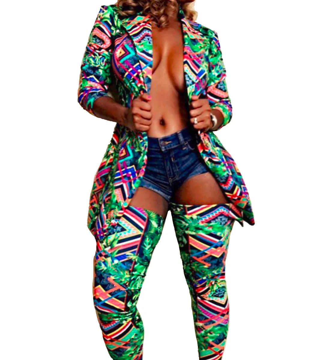 Камуфляжный леопардовый комплект из двух предметов размера плюс Женский рейв