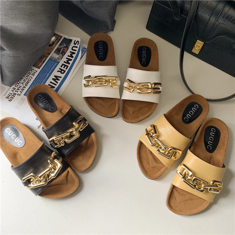 

House Slippers Platform Mules For Women 2021 Shoes Pantofle Rivet Low Luxury Slides Loafers New Flat Designer PU Rubber Basic Me