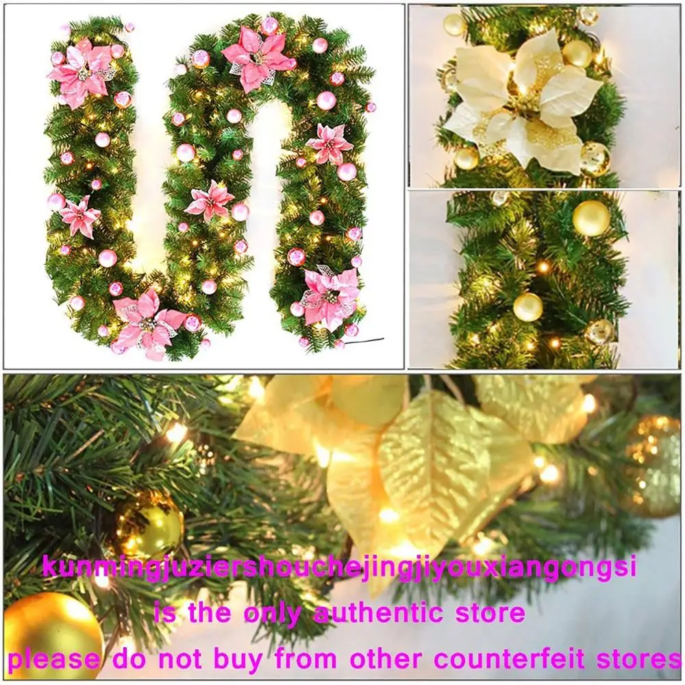 

2021 New Christmas Explosion 2.7m Christmas Cane Garland with Lights Family Hotel Christmas Decorations