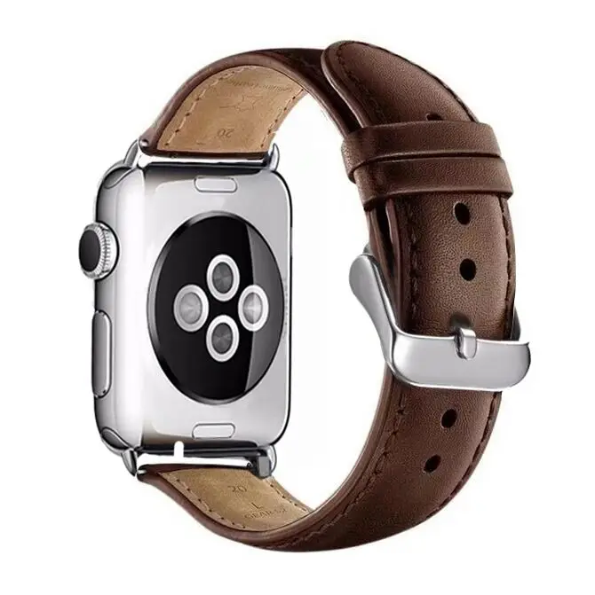 zhenpi-brown Высококачественная кожаная Петля для iWatch 40 мм 44 мм спортивный ремешок для Apple watch 42 мм 38 мм Серия 1 2 3 4 5 - Цвет ремешка: zhenpi-brown