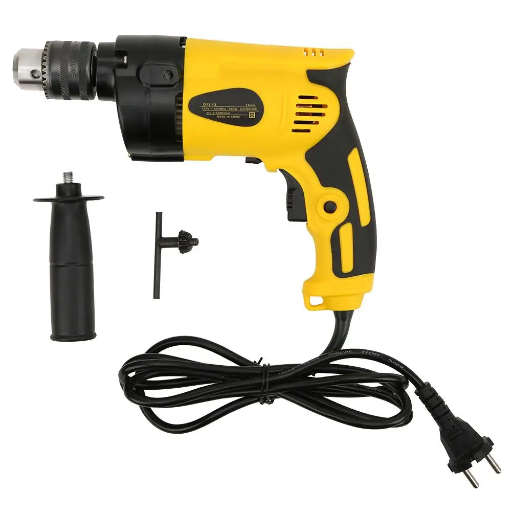 

220V Industrial Electric Drill EU Plug Aluminium Head Handheld Stainless Steel 800W for Wood Metal Wall Drilling Power Tools